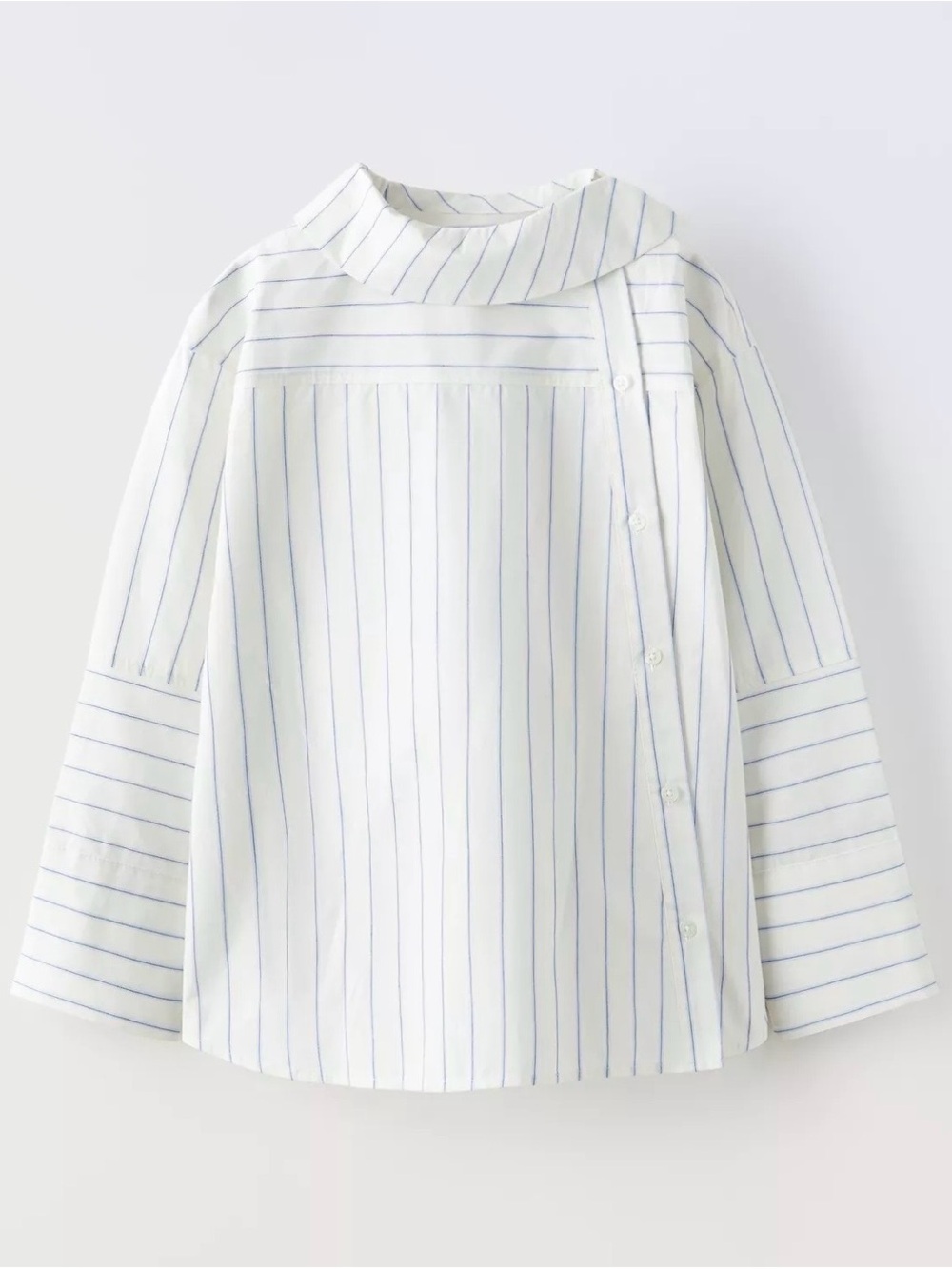 Zara White Blouse with Light Blue Stripes